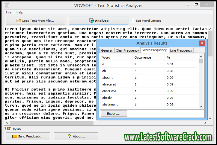 VovSoft Text Analyzer free download with crack
