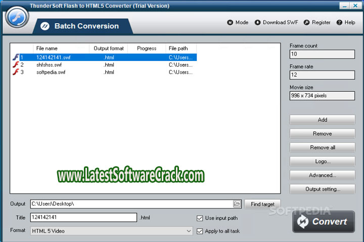 Thunder Soft Flash to Video Converter 5.1.0 Free Download with Patch